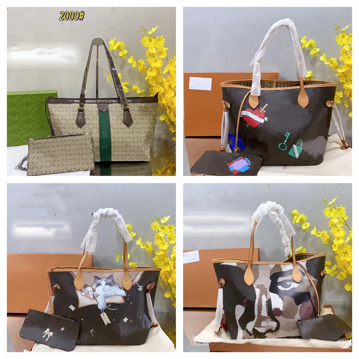 Alta Qualidade Mulheres Compras Totes Sacos Mulheres Designer Neverfulls Saco De Praia De Luxo Crossbody Messenger Carteira Ophidia 2 Pçs / Set Bolsas Bolsa De Ombro Mochila