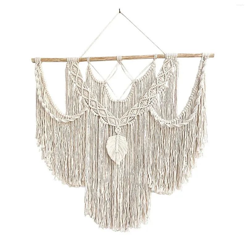 Arazzi Arazzo macramè Arazzi da parete Grande tessuto Boho Fring Crema Beige Nappa boema Art Cotton Decor