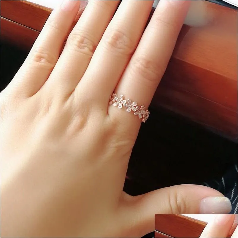 Band Rings Sier Stackable Infinite Heart Daisy Flower Ring For Women Original Brand Jewelry Gift Drop Delivery Otkuv