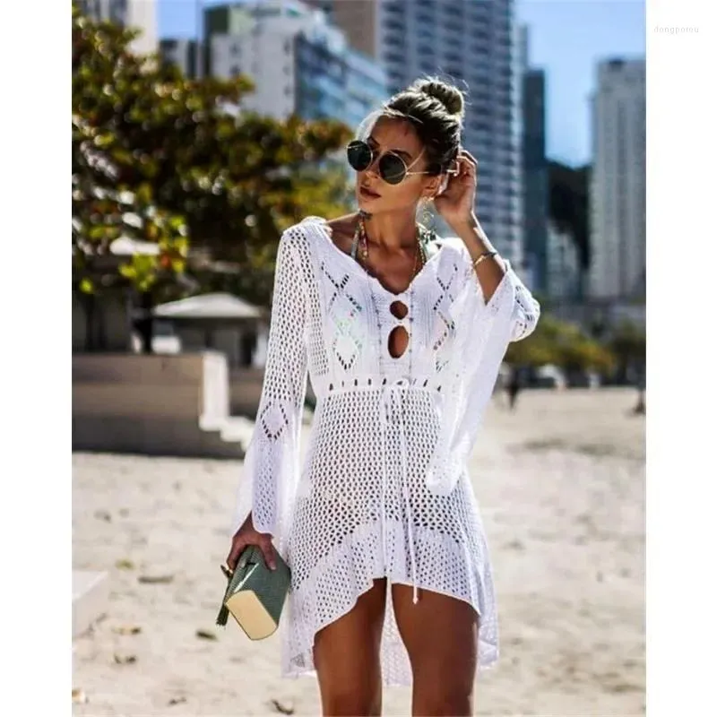 Znakomity projekt Summer Dlener Out Sun Ochrony Koszulka Bell Sleeve plażowa pokrywka bikini na dzianina