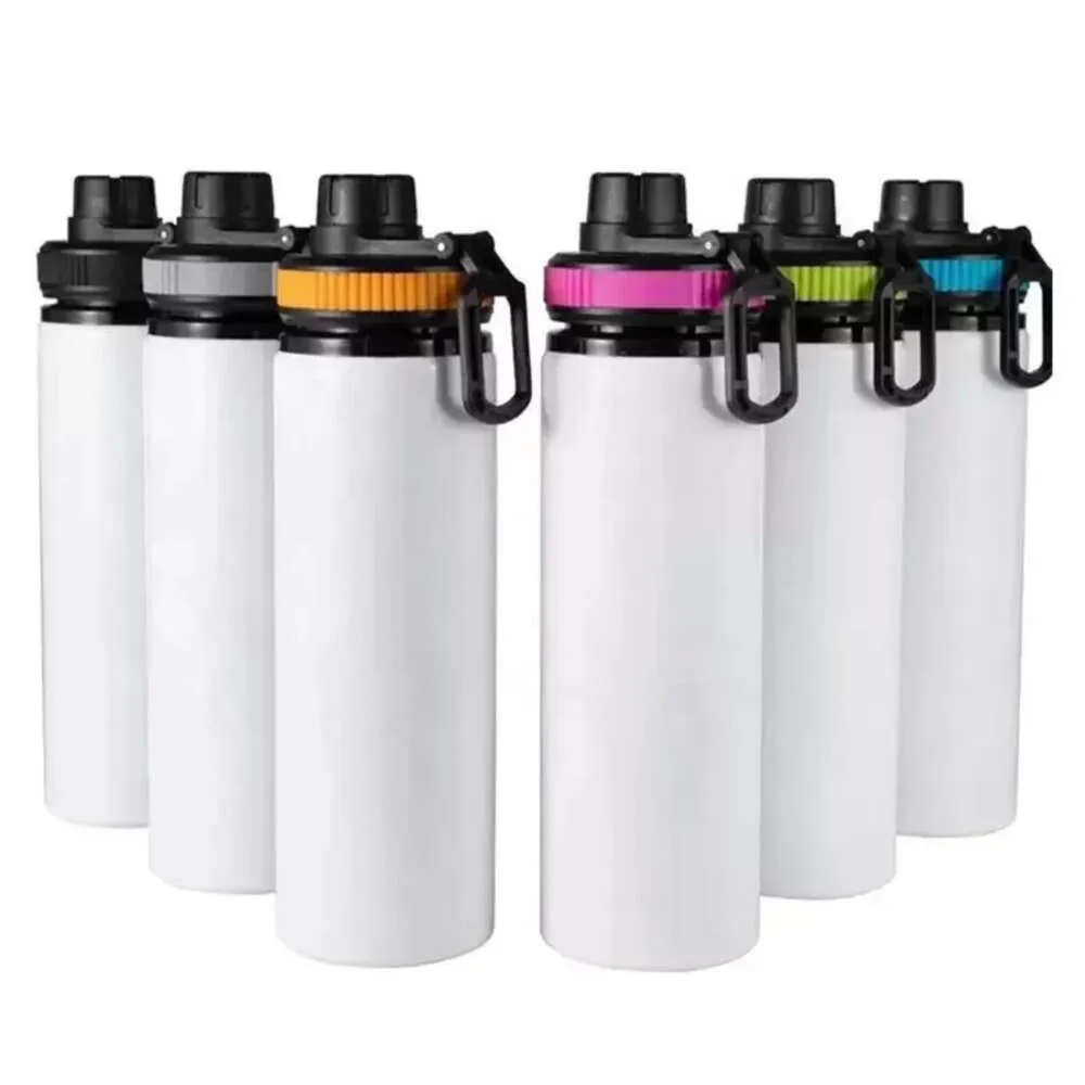 White 600Ml 20Oz Blanks DIY Sublimation Water Bottle Mug Cups Singer Layer Aluminum Tumblers Drinking Cup With Lids 5 Colors
