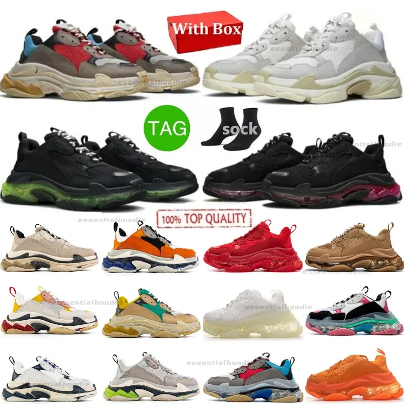 Triple S Clear Sole 17FW Zwart Wit Rood Neon Roze Oranje Diep Paars Fluo Geel Marine 17fw Heren Dames Casual Schoenen