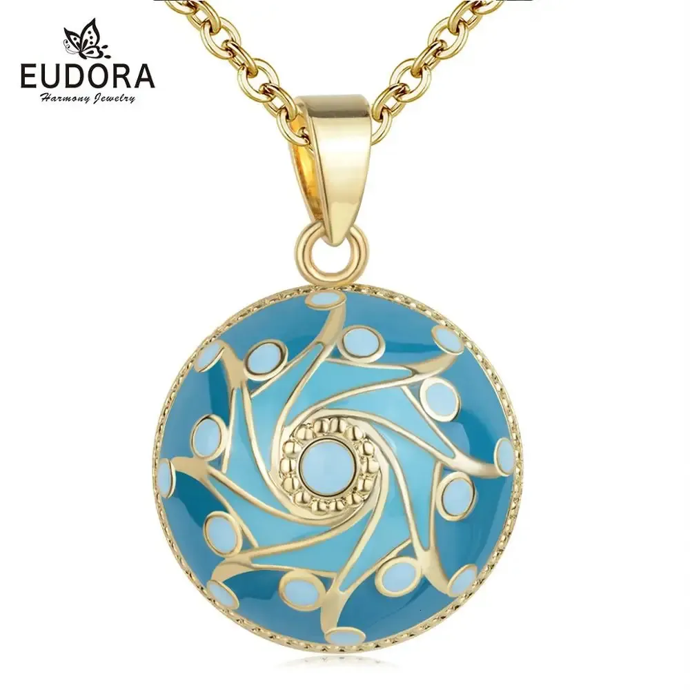 Eudora Original Emaille Craft Sky Blue Bell Ball Anhänger Harmonie Ball Halskette Universum Sterne Design Mexikanischer Bola Ball Schmuck 240311