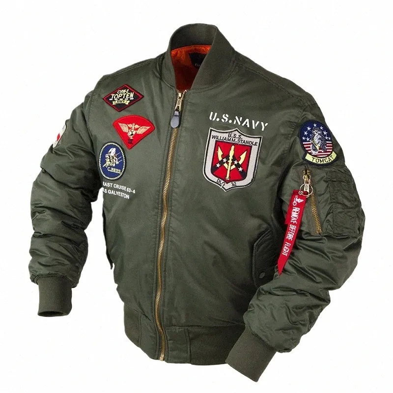 2023 Winter Top Gun Bomber Flight Jacket Windproof Water Resistant MA-1 Air Force Army Vintage Pilot Motorcycle Aviator Varsity M5k7#