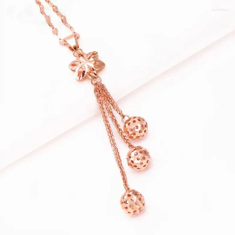 Ketten 585 Lila vergoldet 14K Rose Stern Halskette in glänzender Quaste Perlenkette Anhänger Hochzeitsschmuck für Frauen