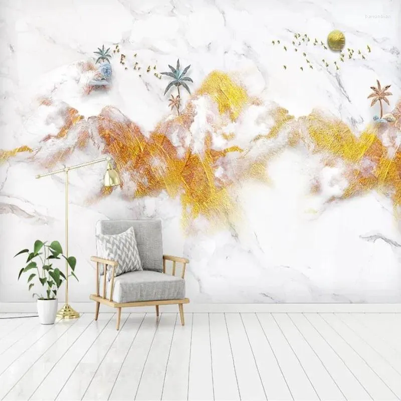 Wallpapers Milofi op maat grote behang muurschildering 3D landschap Jazz wit marmer TV slaapkamer achtergrond