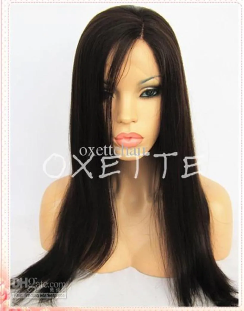 Oxette side parting light yaki straight full lace wig natural hair line front lace wig baby hair bleached knots5481226