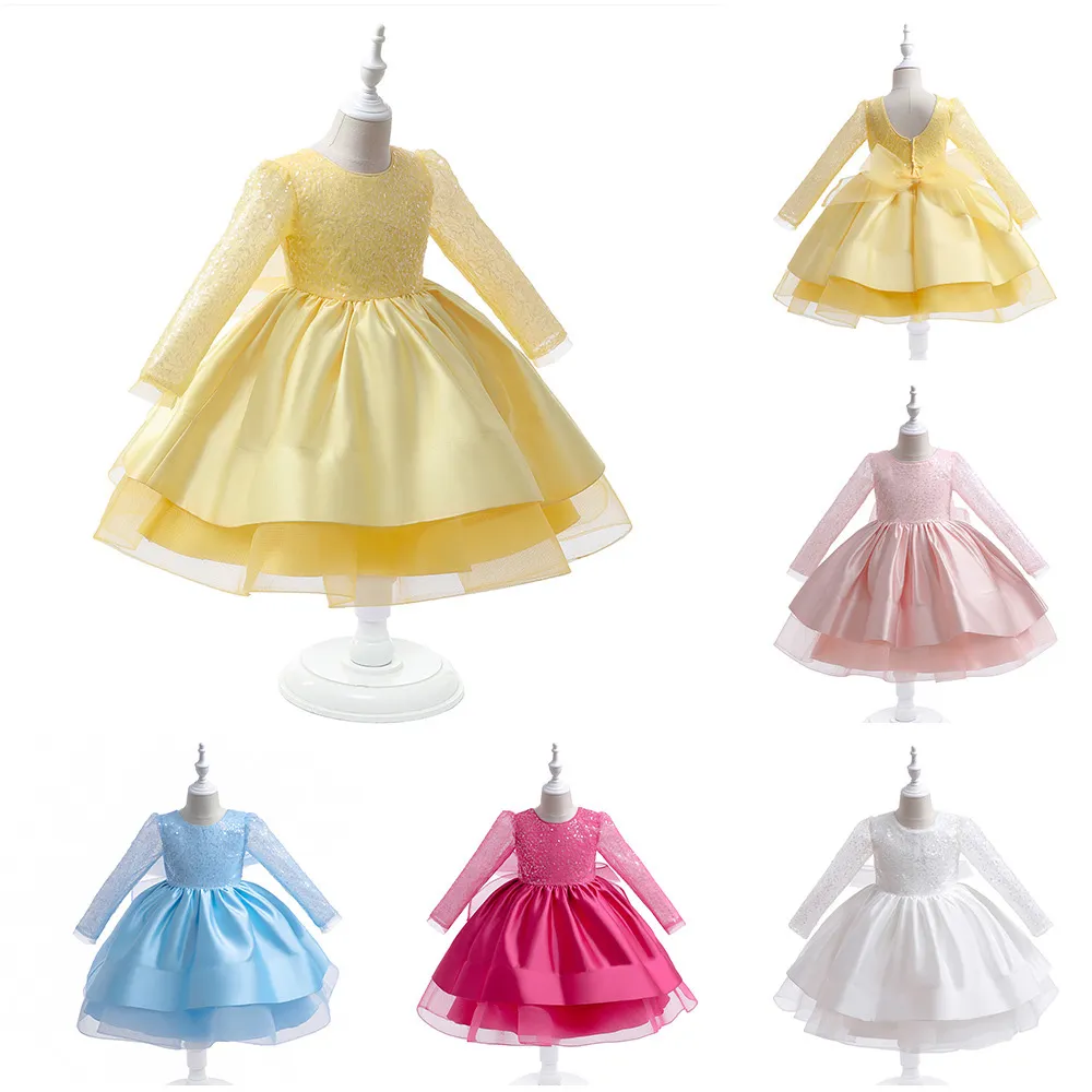 Adorável fúcsia amarelo azul rosa branco jóia vestidos de concurso para meninas vestidos de flor para meninas vestidos de aniversário/festa para meninas saias do dia a dia roupas infantis SZ 2-10 D327225