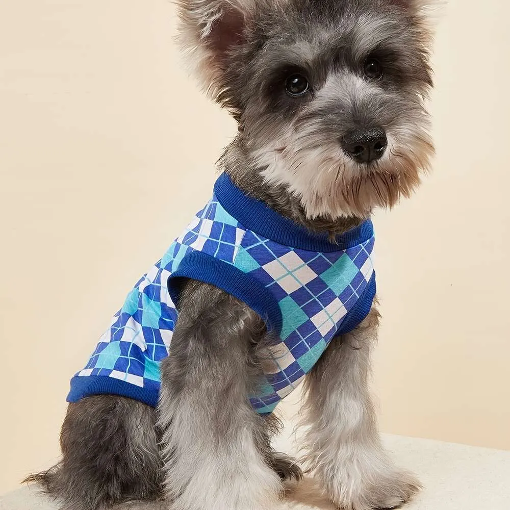 Stylish Argyle Dog Tank Top - Hine Washable tillgänglig i 3 storlekar