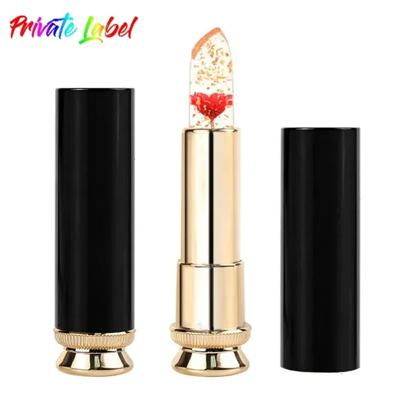 Custom 5 kleuren Clear Kleur Veranderende Bloem Lippenstift Waterdicht Langdurige Hydraterende Temperatuur Bulk Make-up 240321