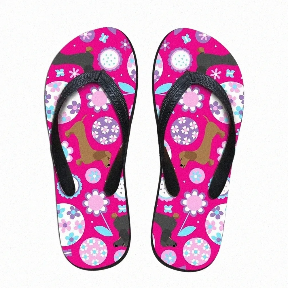 Slipare anpassade Dachshund Garden Party Brand Designer Casual Womens Home Slippers Flat Slipper Summer Fashion Flip Flops for Ladies Sandals Z63Q#