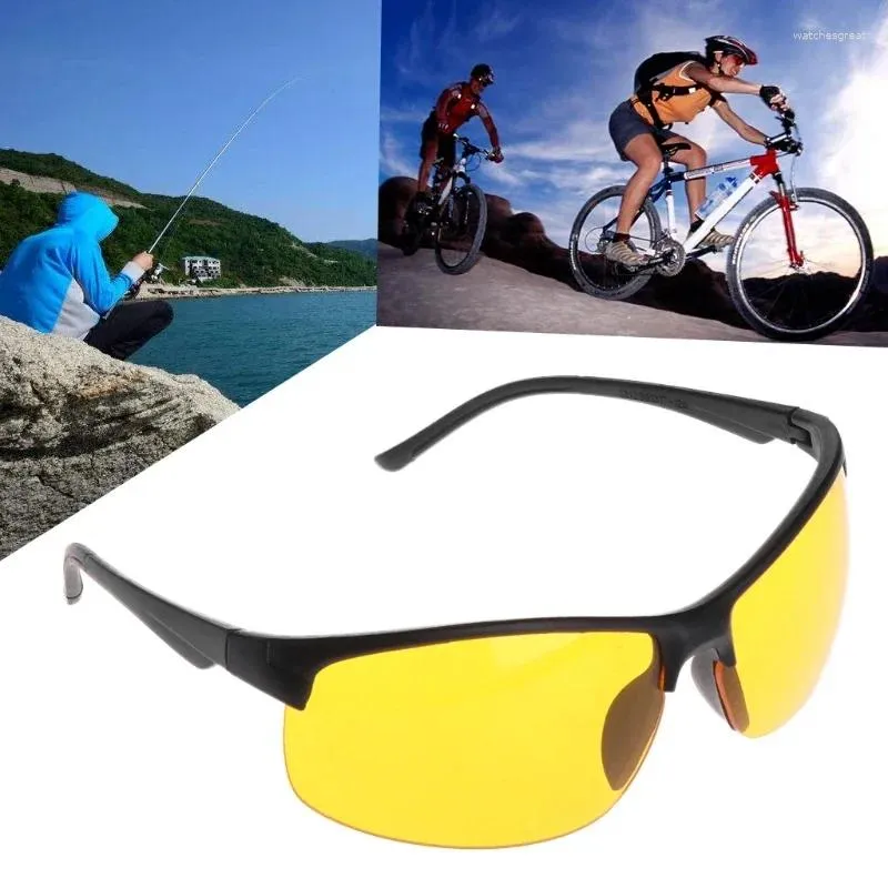 Óculos de sol anti-reflexo, óculos de visão noturna para dirigir, pesca, ciclismo, proteção ao ar livre, unissex uv400, lente amarela, óculos esportivos