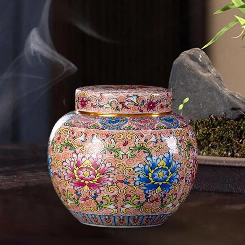 Butelki do przechowywania Ginger Jar Pojemnik na herbatę w chiński styl 1000 ml z hermerskim pokrywką porcelanową ceramiczne pudełko dekoracyjne na prezent