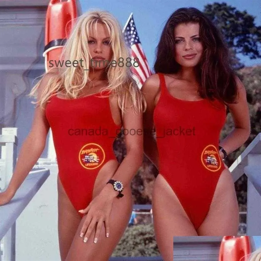 Kvinnor badkläder bfustyle amerikansk baywatch samma enstycke baddräkt kvinnlig kvinna y party röd baddräkt bather plus size drop del otohk