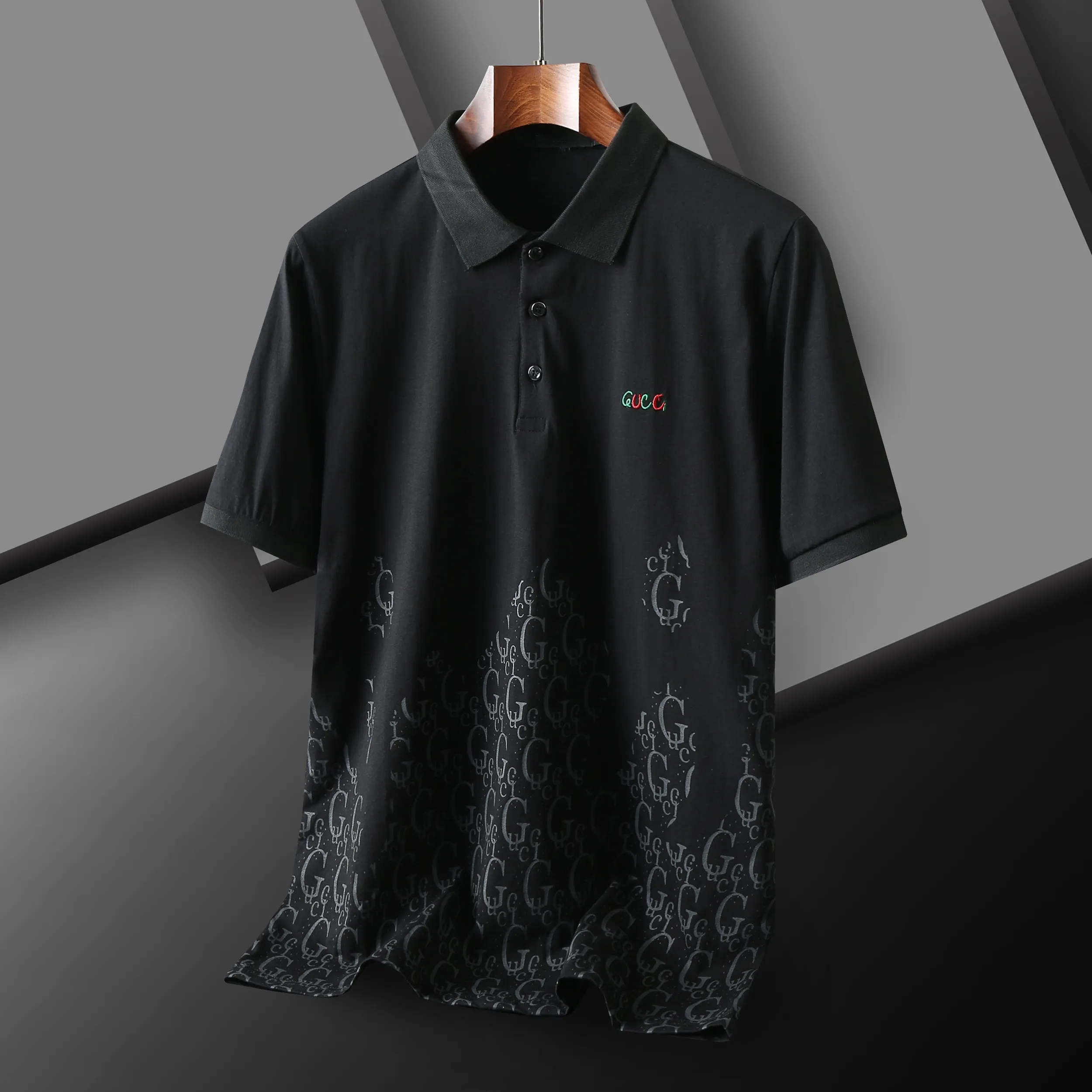 Camisa polo bordada de algodão masculina de alta qualidade 2024 verão nova high-end casual lapela manga curta camiseta