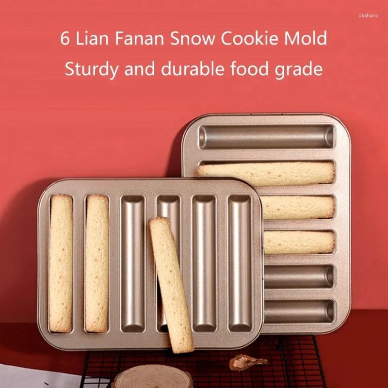 Baking Moulds 6-Cavity Biscuit Mold Non-Stick Cylinder Muffin Pan Financier Cake Carbon Steel Bread Easy To Drop