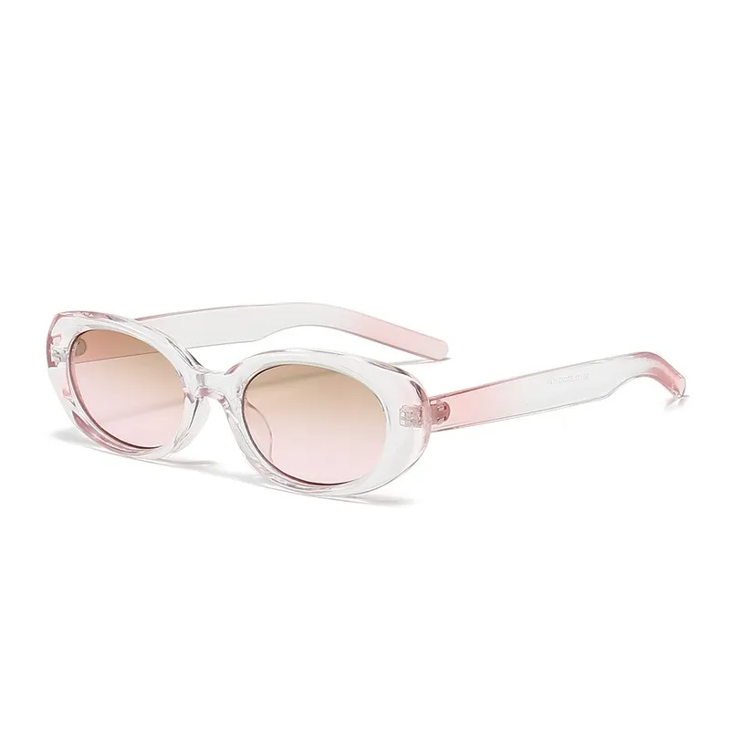 Mens Designer Solglasögon kvinnors solglasögon retro elliptiska solglasögon stjärna i samma snäva smala rampolarisator Hip Hop UV -skyddande solglasögon M6130 Tawny Pink