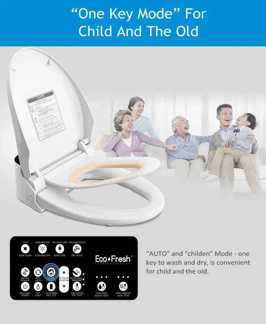 XCQQ Round Bidet Toilet Seat - Heated Seat, Hot Water Wash, Air Dryer, Night Light & Soft Close - View #2