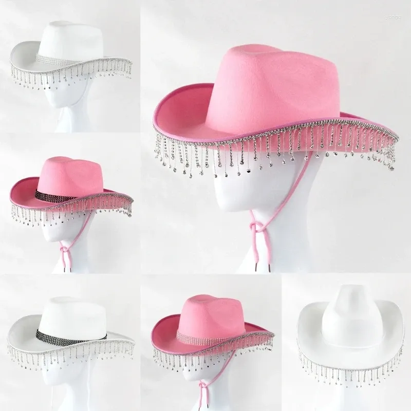 Boinas Sombrero de vaquero Accesorios de fiesta para mujer Vaquera para adultos Disfraz del salvaje oeste Decoración temática de carnaval