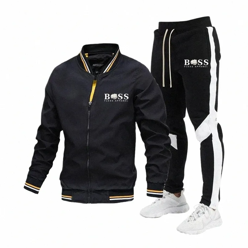 bss FLEX APPAREL Hoge kwaliteit casual jasset Nieuwe lente en herfst heren gesplitste broek Baseball stand nek winddicht jack R72d #