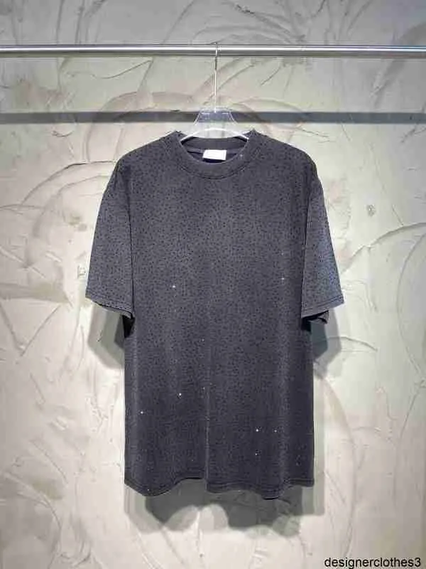 디자이너 High Edition B 홈 New Wash Old Full Diamond Hot Diamond Sleeve T-Shirt OS 느슨한 맞춤형 단축 짧은 슬리브 T awr8