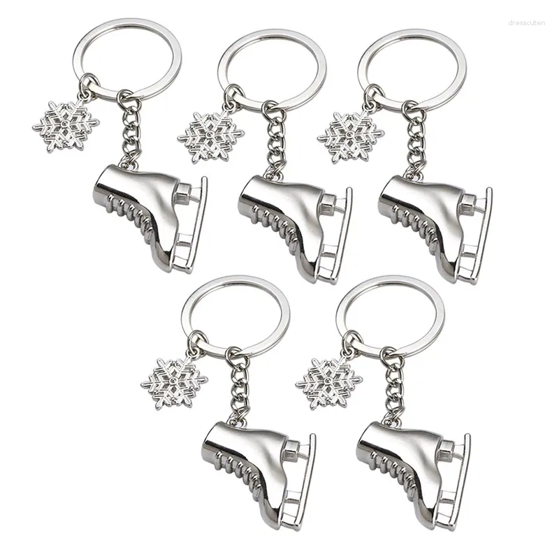 Haken 5-pack schaatsen sneeuwvlok sleutelhanger cadeau 3D schaatsschoen sleutelhanger voor de winter