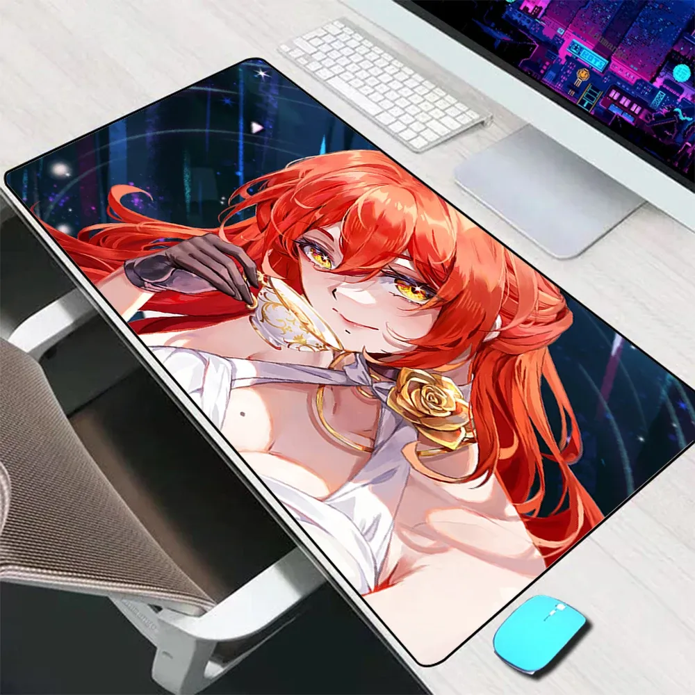 Almofadas Honkai Star Rail Himeko Mouse Pad Grande Acessórios para jogos Tapete de mouse PC Gamer Tapete de teclado XXL Laptop Desk Pad Computador Mousepad