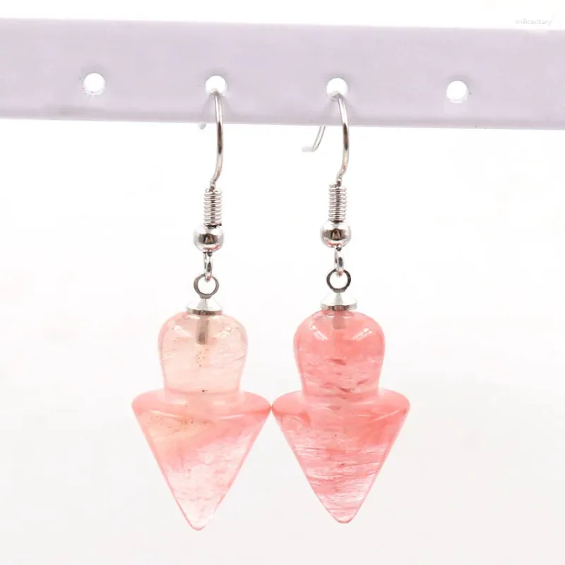 Boucles d'oreilles pendantes FYSL plaqué argent en forme de cône, Quartz cerise pour femmes, bijoux en pierre de Howlite blanche