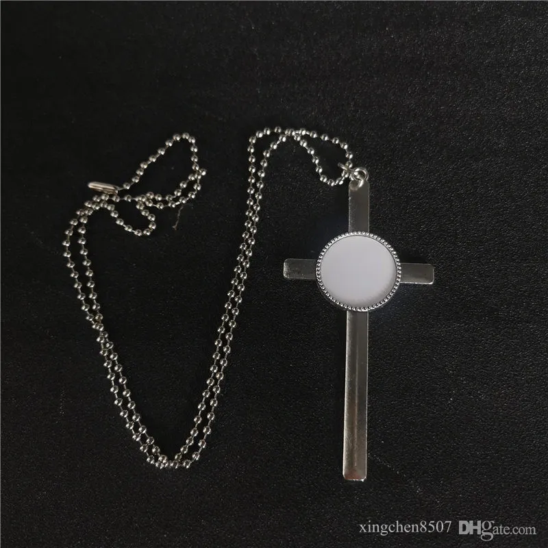 sublimation cross necklaces pendants ancient silver jewelry hot transfer printing materials consumables