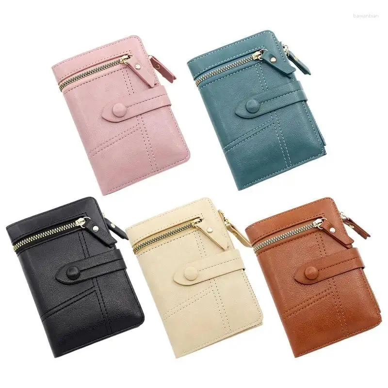 Sacs de rangement Trifold Portefeuille PU Porte-cartes en cuir Organisateur Coin Pocket Cash pour filles Dames Travail de voyage