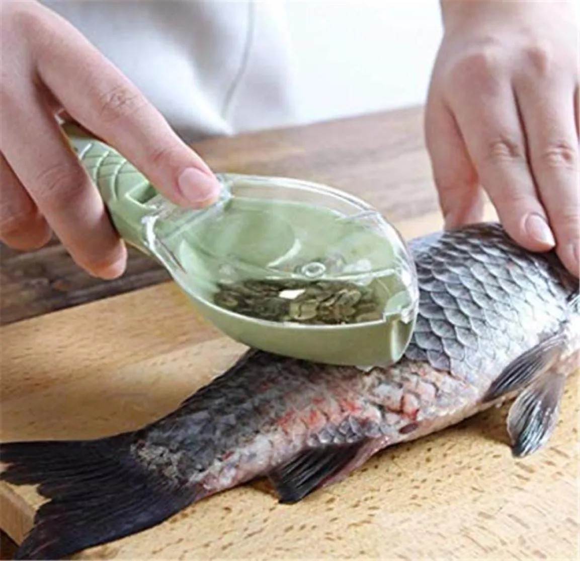 Щетка для чистки рыбьей кожи, щетка для рыбной чешуи, терки для быстрого удаления, нож для очистки рыбы, овощечистка, скребок для чистки чешуи, зеленый2863462