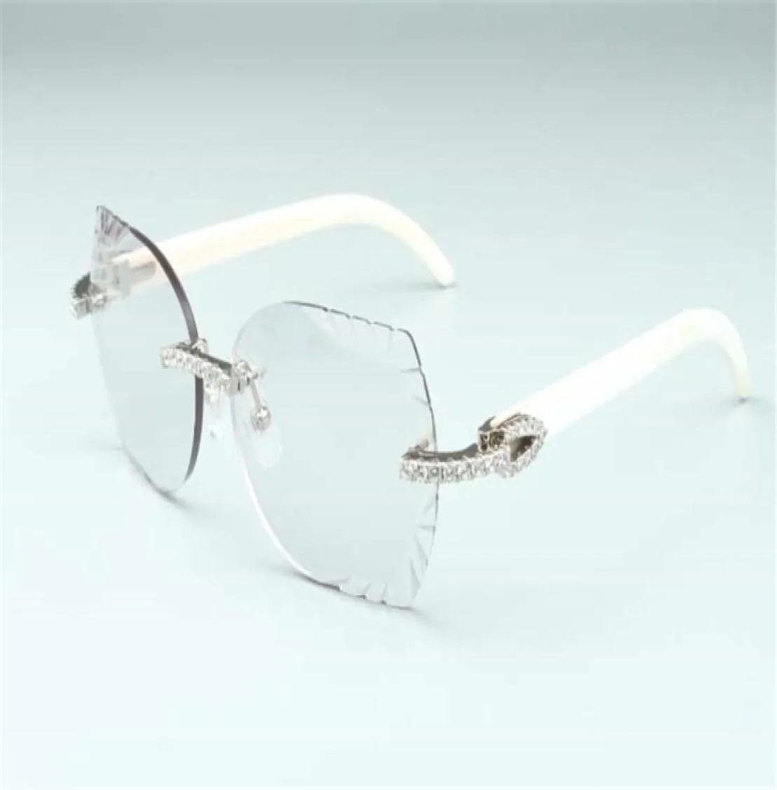 Vente directe de coupe pochromique lentille 8300817 diamants sans fin lunettes de soleil temples de cornes de buffle blanc naturel 5818140 mm8316688