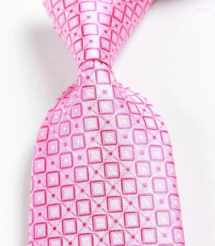 Cravates d'arc classique solide plaid rose jacquard tissé soie 8cm cravate cravate cravate d'affaires fête de mariage cou formel