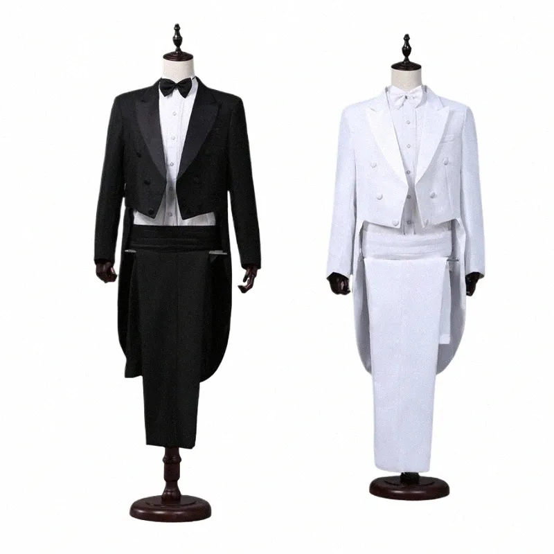 men's Tailcoat Classic Modern White and Black Basic Style Mens Suit with Tailcoat Singer Magician Stage Jacket Outfits 91jn#