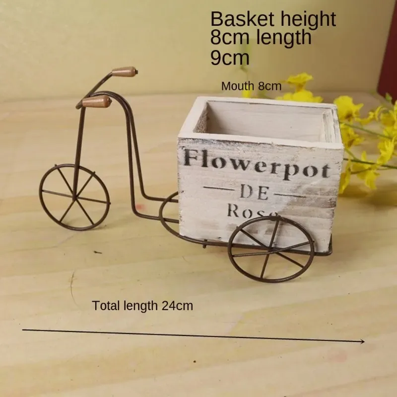 2024 chique prático útil vaso de flores planta macetas acessórios de jardim de madeira bicicleta design ornamento para casa jardim de flores