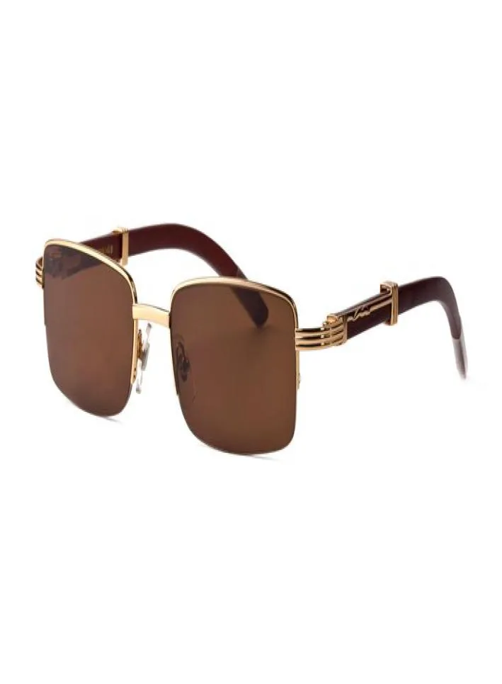 Lunettes de soleil en bois classiques de marque demi-Fames hommes femmes lunettes en corne de buffle avec boîte d'origine gafas lentes oculos de sol7743401