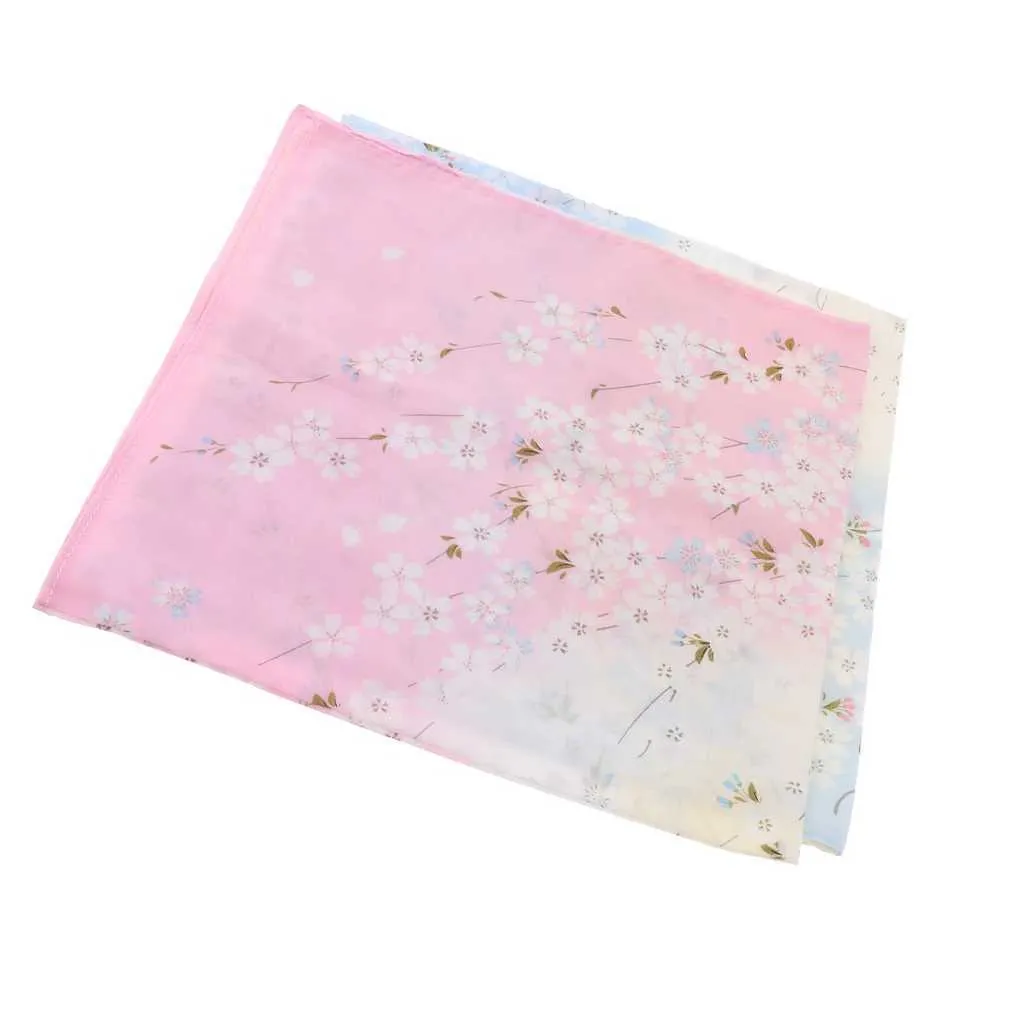 Set of 2 Cotton Floral Handkerchiefs Cherry Blossoms Pocket Hankies Wedding Party