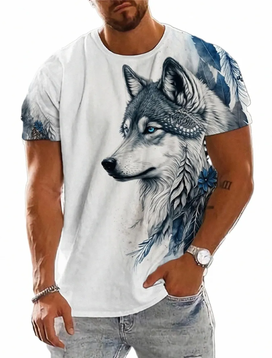 T-shirt da uomo per uomo 3D stampato Graphic Wolf T-shirt oversize Fi Top maniche corte Abbigliamento uomo estivo Street Tees m1lx #