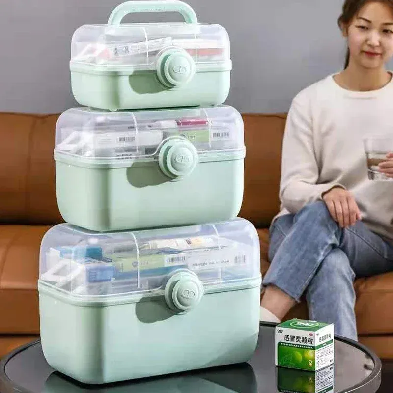 Zestaw pierwszej pomocy Bins Big Proces Medicine Organizer Box Portable First Aid Kit Medicine Surage Contener Family Awragi