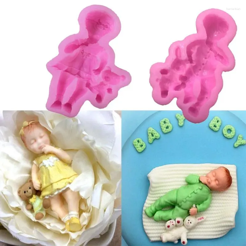 Bakvormen 2024 1PC 3D Jongen Meisje Siliconen Cakevorm Baby Party Chocolade Decoratie Gereedschappen Bakvormen Kinderen Koken speelgoed