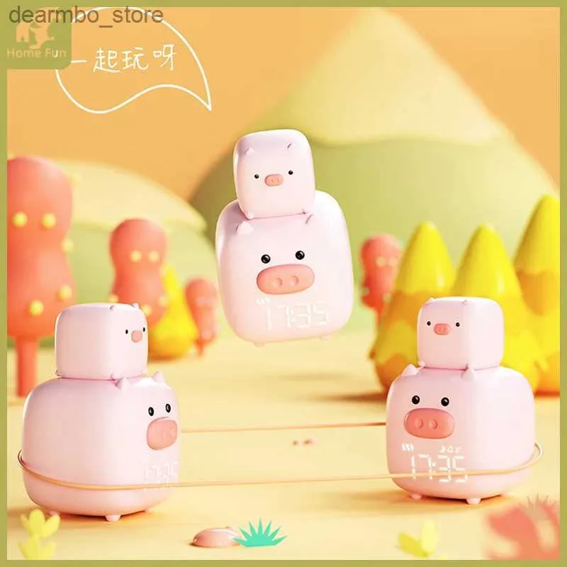 Desk Table Clocks Creative Cute Pink Pig Digital LED Alarm Clock For Kids Kawaii Night Light Voice Control Table Desk Clock Decoration Home Decor24327