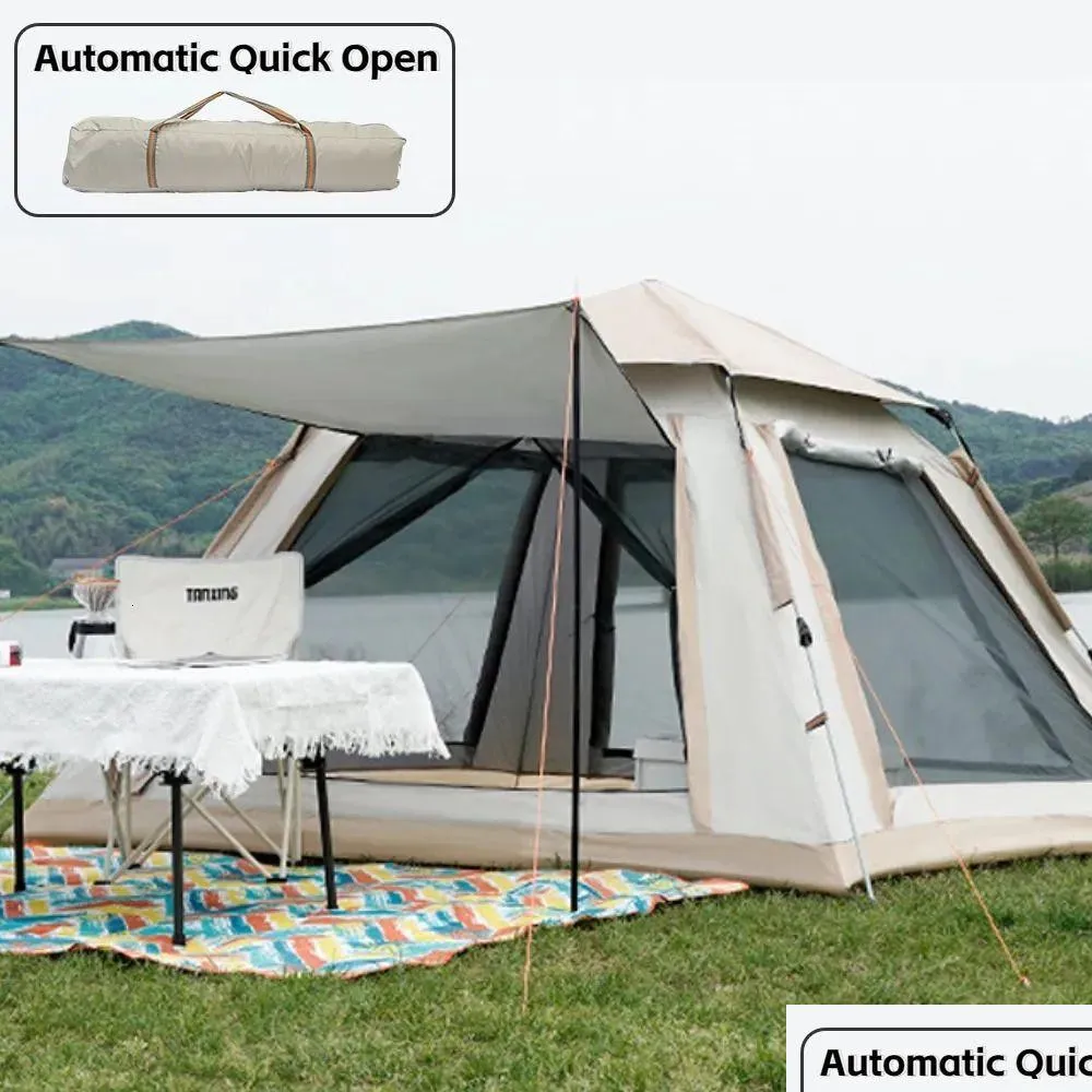Tendas e abrigos 58 pessoas ao ar livre Matic Quick Open Tent Rainfly Waterproof Cam Family Instant Setup com Carring Bag Drop Delivery Dhae5