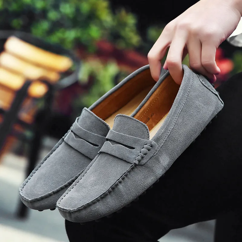 Men Casual Shoes Espadrilles Triple Black White Brown Wine Red Navy Khaki Mens Suede Leather Sneakers Slip On Boat Shoe Outdoor Flat Driving Jogging Walking 38-52 B070