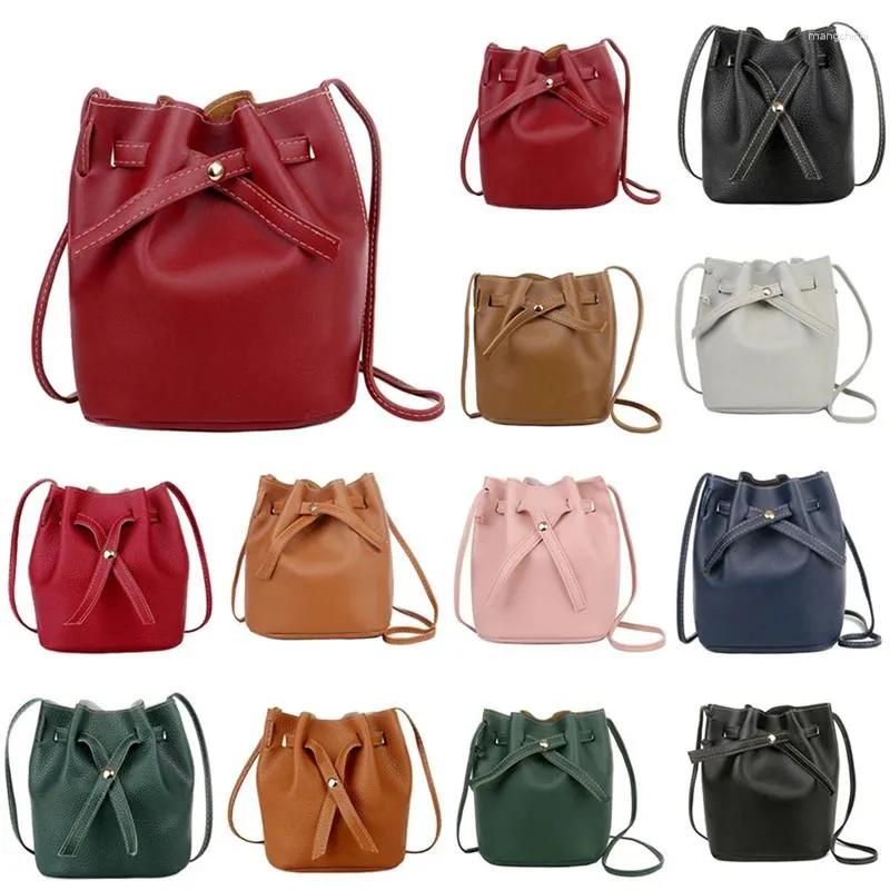 Bolsas de ombro bolsa de balde de moda feminino cordas crossbody feminina mensageiro casual damas selvagens bolsa de couro sintético