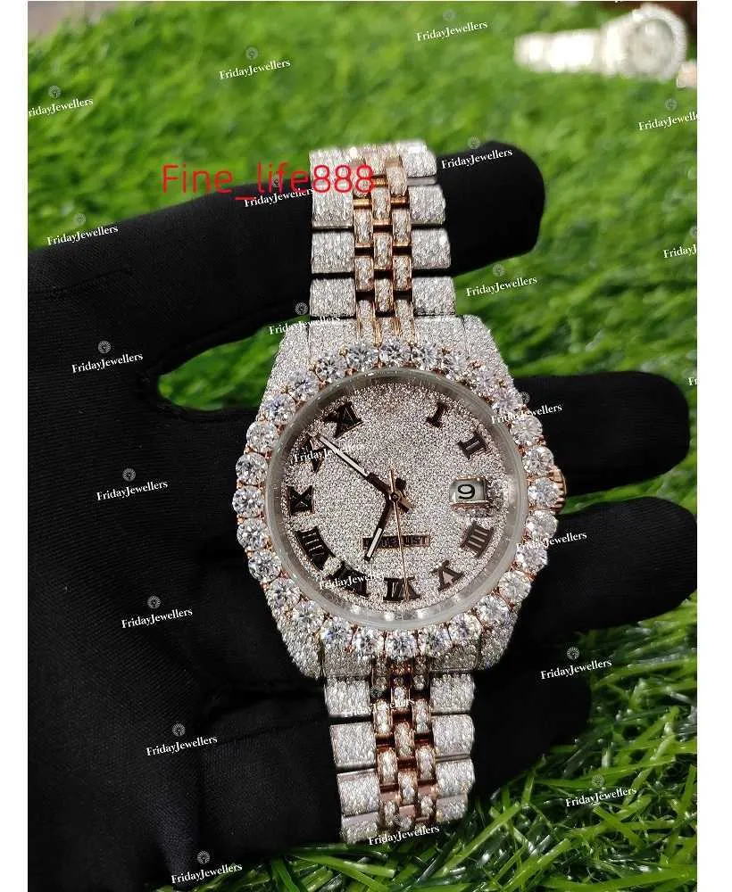 Bästa kvalitet 41mm Dial Diameter Iced Out Diamond Watch Moissanite Watches For Boys and Girls Partywear Usy från Indien