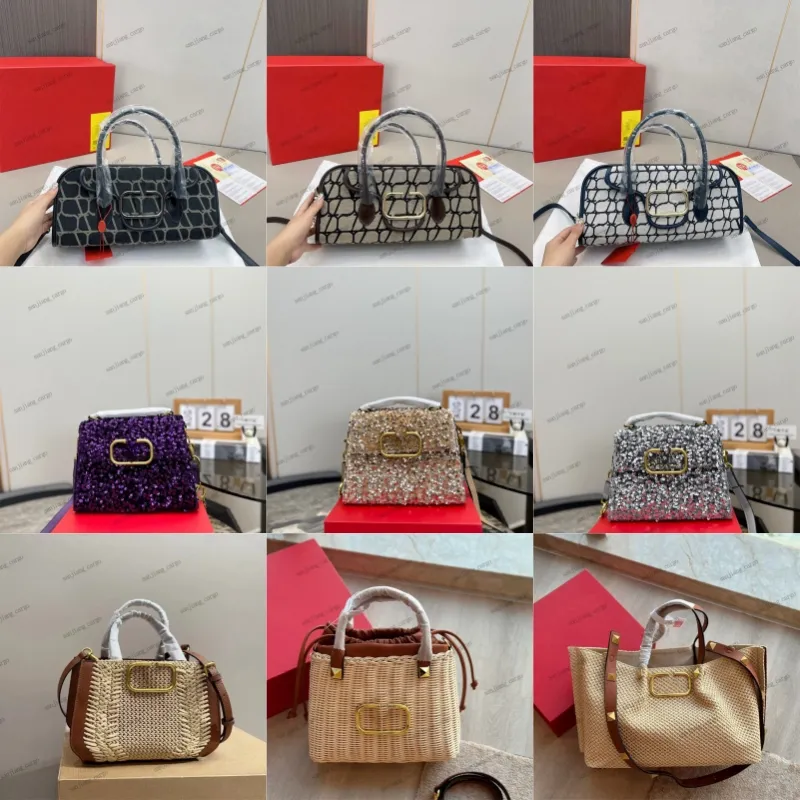 Luxury Brand V letter rattan handbag Designer loco Shoulder Bags Fashion sling fabric Handbags Wallet Vintage Ladies Solid Color Leather crossbody Totes Hobo bag