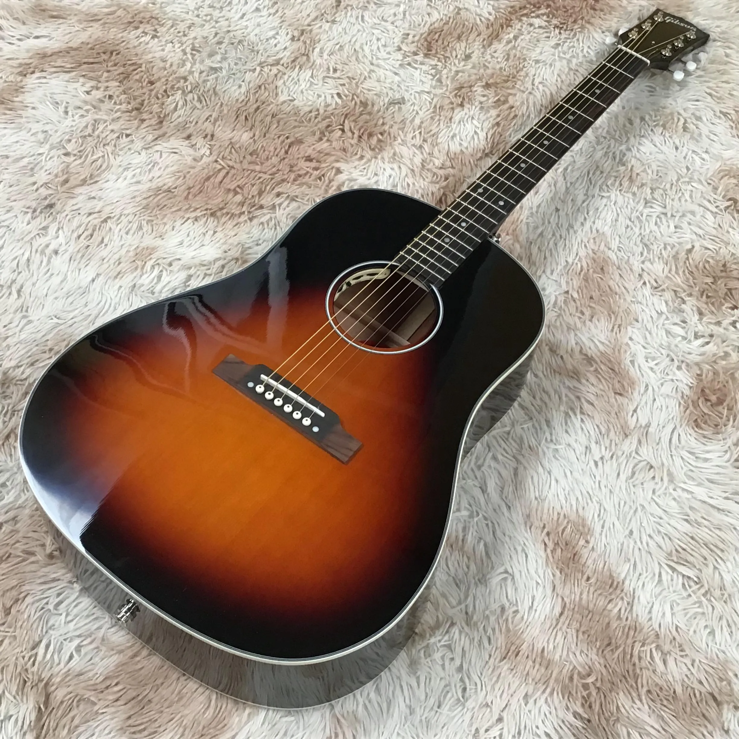 SUNBURST-GSN J45 Acoustic Electric Guitar Solid Spruce Top, Abalone InLay, EQ, bezpłatna wysyłka