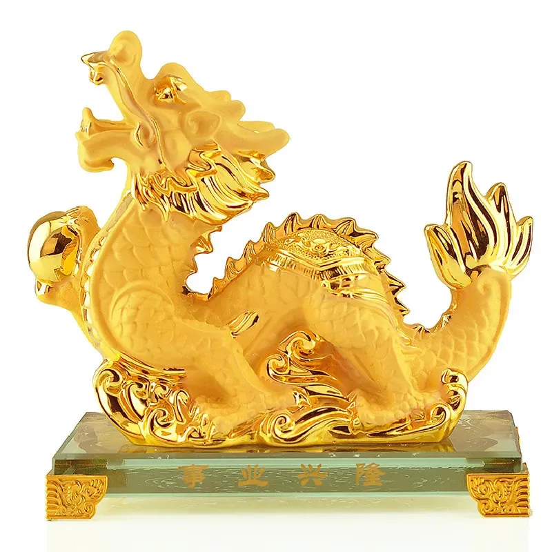 Sculpture de style chinois du zodiaque, ornements, cadeaux, artisanat en résine, porte-bonheur, argent, salon, ouverture du meuble TV, 240325