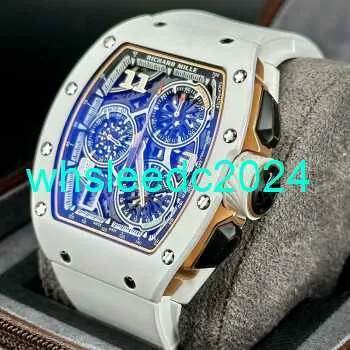 Mäns armbandsur Richardmills Luxury Watches Mens RM72-01 Vit keramisk flyback/omvänd Jump Chronograph Mens Watch Automatisk mekanisk klocka HBR2