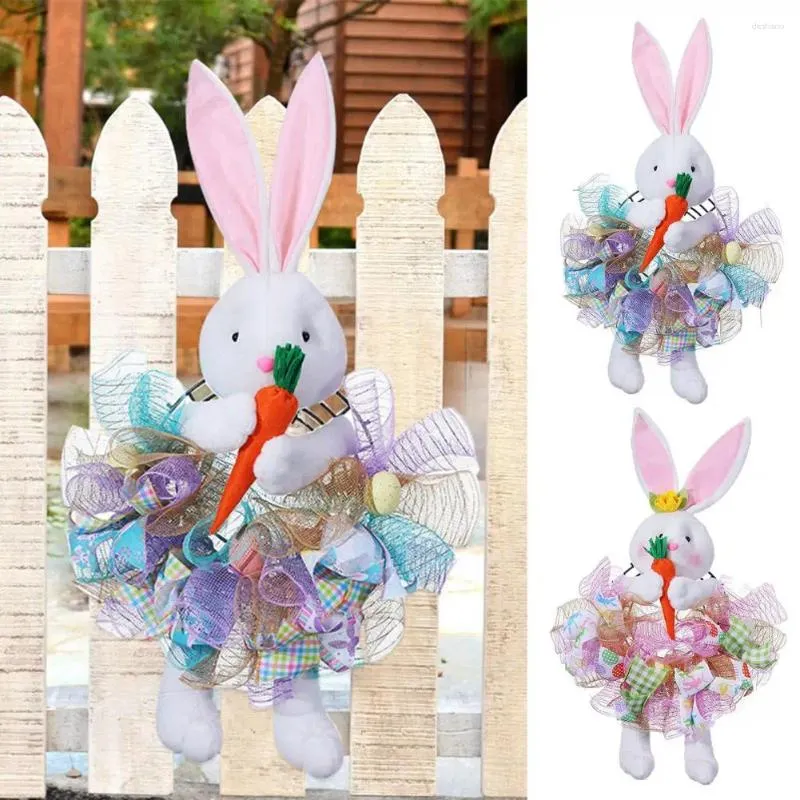 Party Decoration Spring Wreath Easter Cartoon Doll Hanging Ornament Window Garland Festive For Home